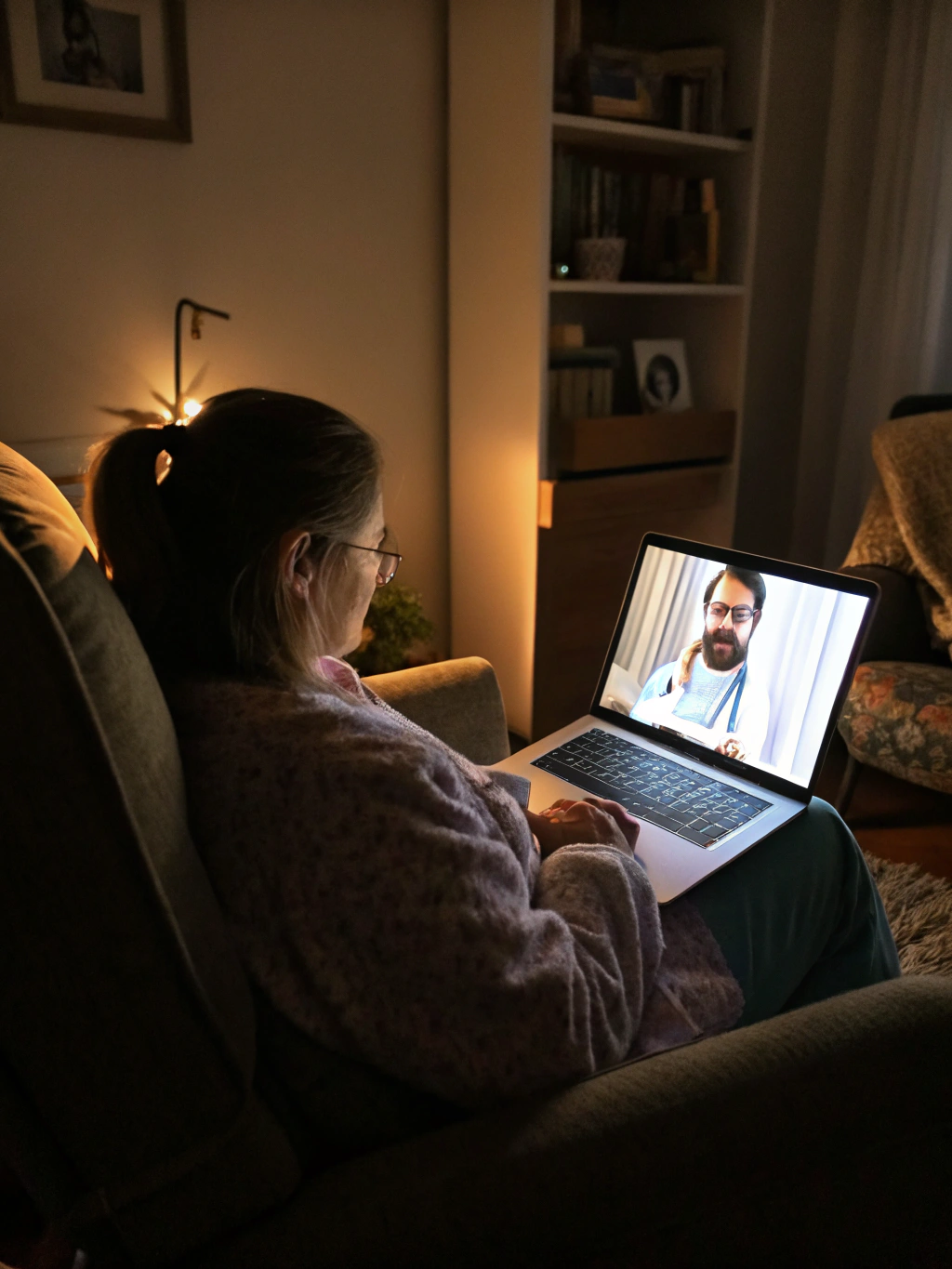 Adult consulting virtually with a medical provider about metabolic health